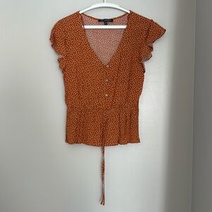 Woman’s Burnt Orange polka dot top - One Love Clothing - Medium